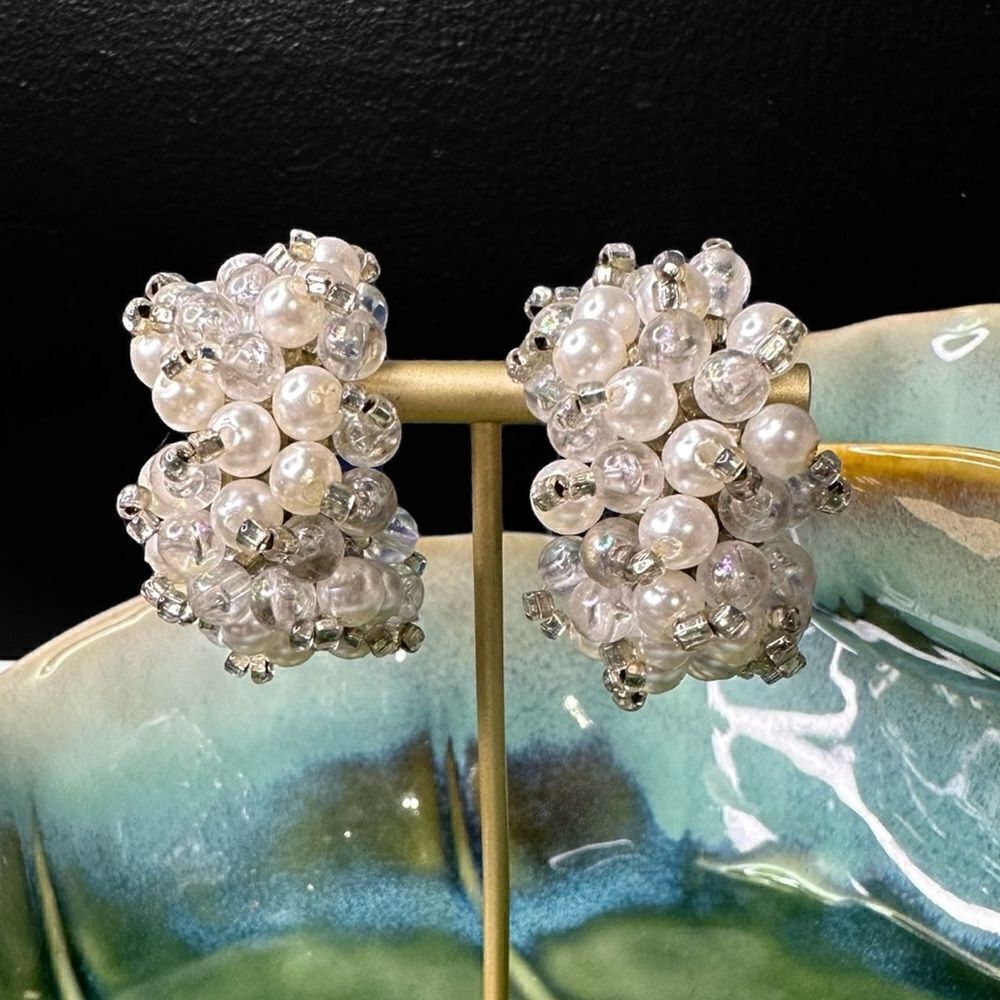 Vintage Pearl Cluster Pierced Earrings
